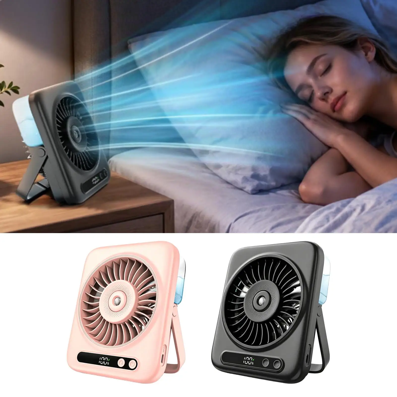 Portable Fan With Mist 5-Speed USB Rechargeable Desk Wind Blower 120-Degree Adjustable Angle LED Display Water Spray Fan For