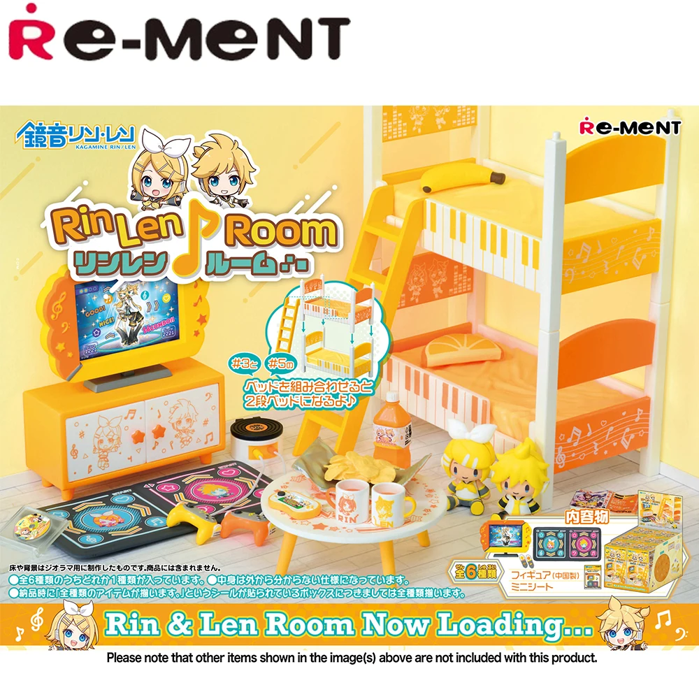 

In Stock Original Re-Ment Hatsune Miku Series: Rin Len Room Full Set Scene Decoration Figures Kawaii Anime Decoration