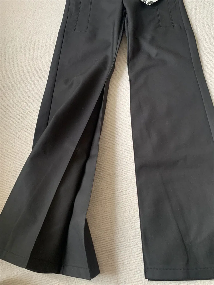 American Style Fashion Grey Color High Waist Trousers Women Casual Wide Leg Pants Summer 2024 Zipper Pockets Sweatpants Design