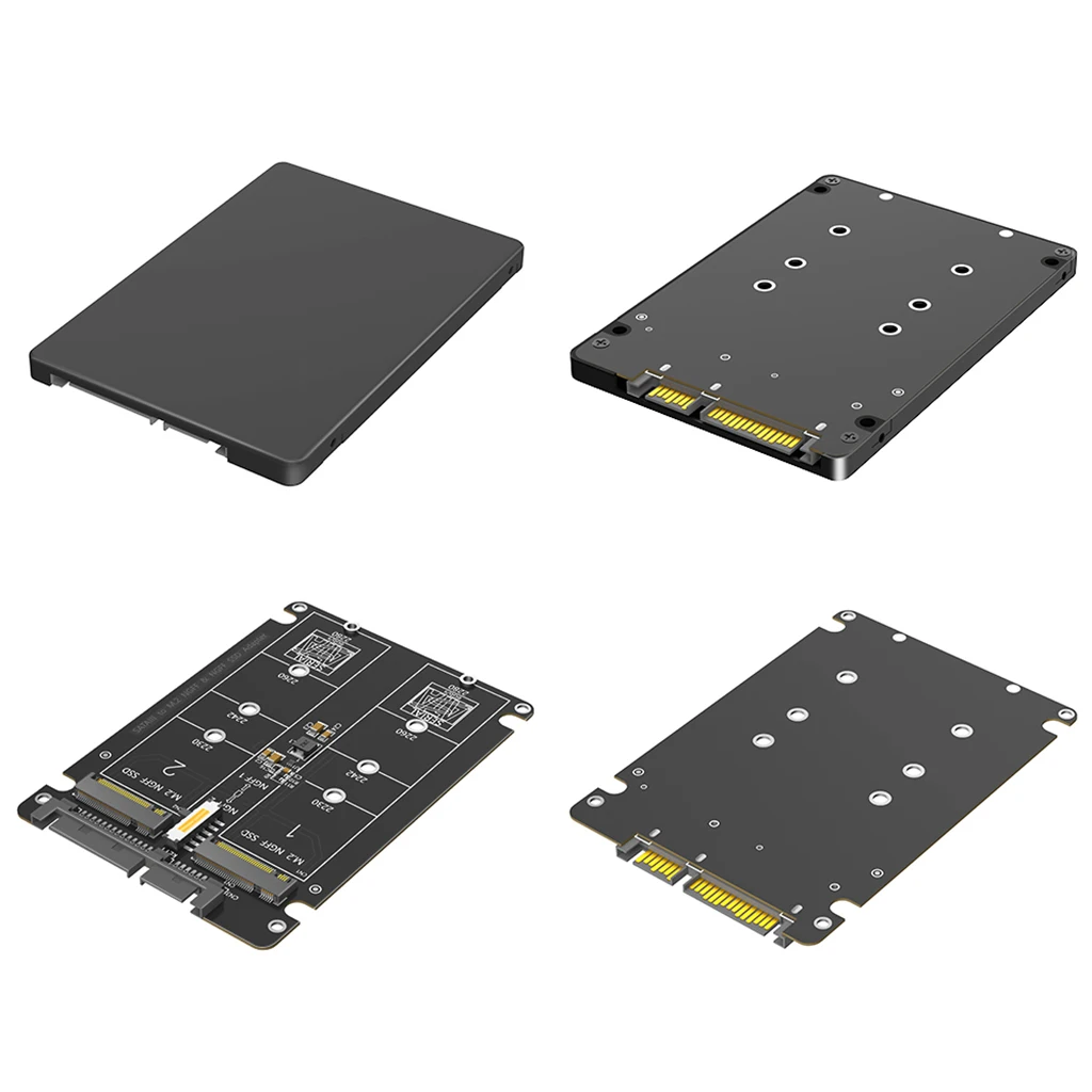 

Dual M.2 to SATA3.0 Adapter M.2 SATA Protocol SSD Adapter 2 Port NGFF M.2 B Key to SATA 3.0 6Gbps M2 to SATA Converter Card Case