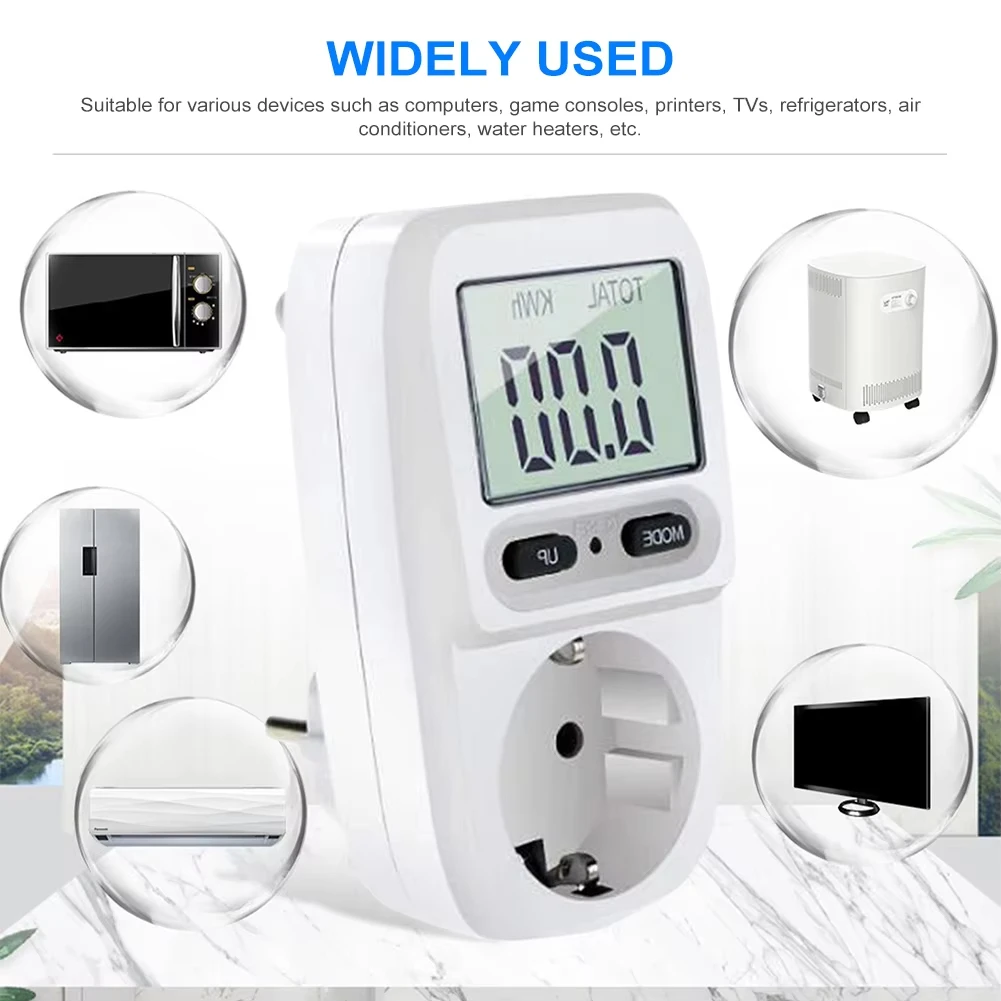 Imagem -06 - Medidor de Energia Elétrica 220v Wattímetro Lcd Tomada Testador Elétrico fr Eua Reino Unido au br Tomada de Medição Analisador de Energia