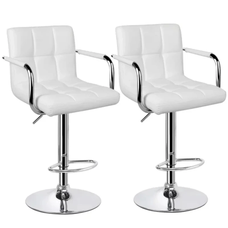 

Faux Leather Swivel Bar Stools for Home Counter, White Modern Dining Chair