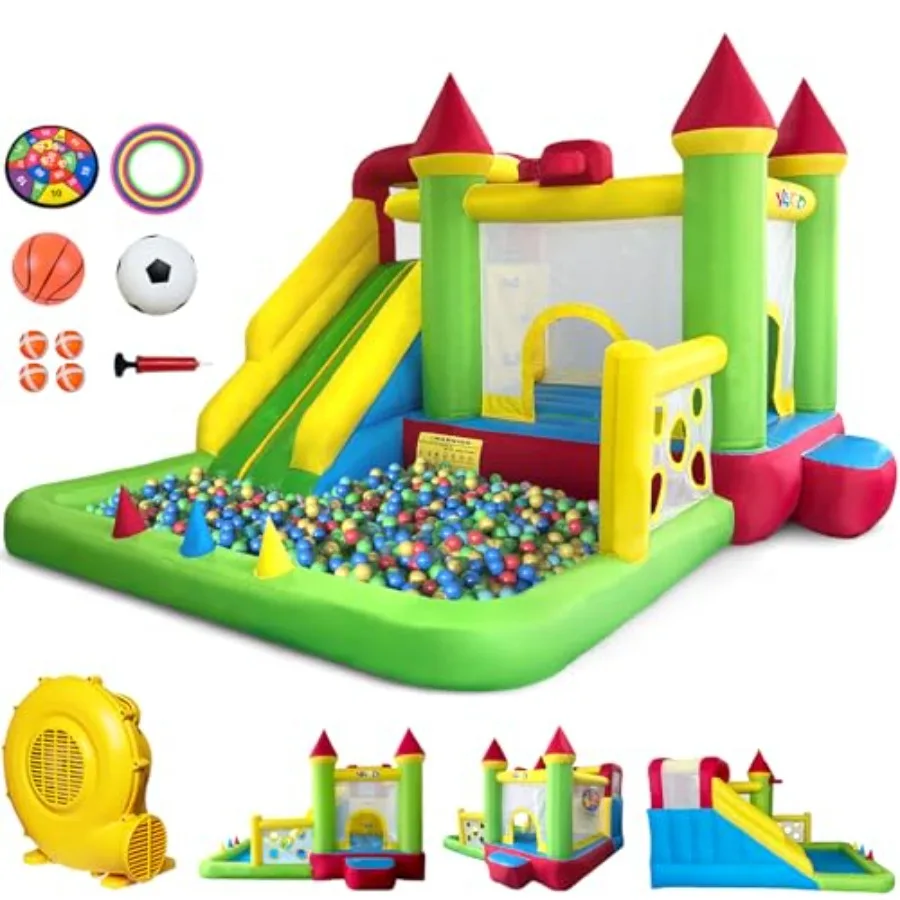 

Bounce House for 3-6, 8-in-1 Inflatable Bouncy Castle with Slide, Blower, Ball Pit, Climb Wall, 12x13x8.5FT Jump House for Big