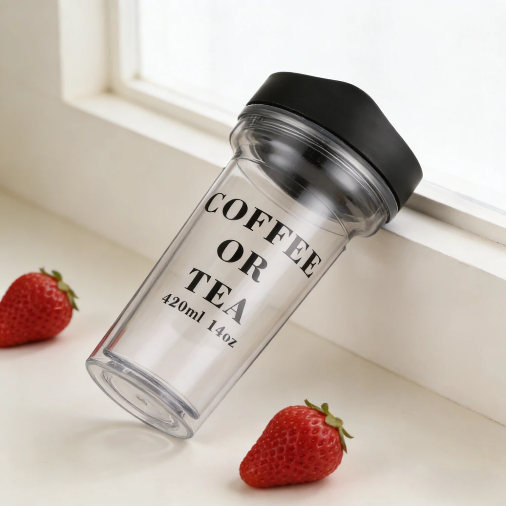 

Push-on Double-layer Cold Extraction Filter Coffee Cup Creative Portable Direct-drinking Teacup Office Home Plastic Water Cup