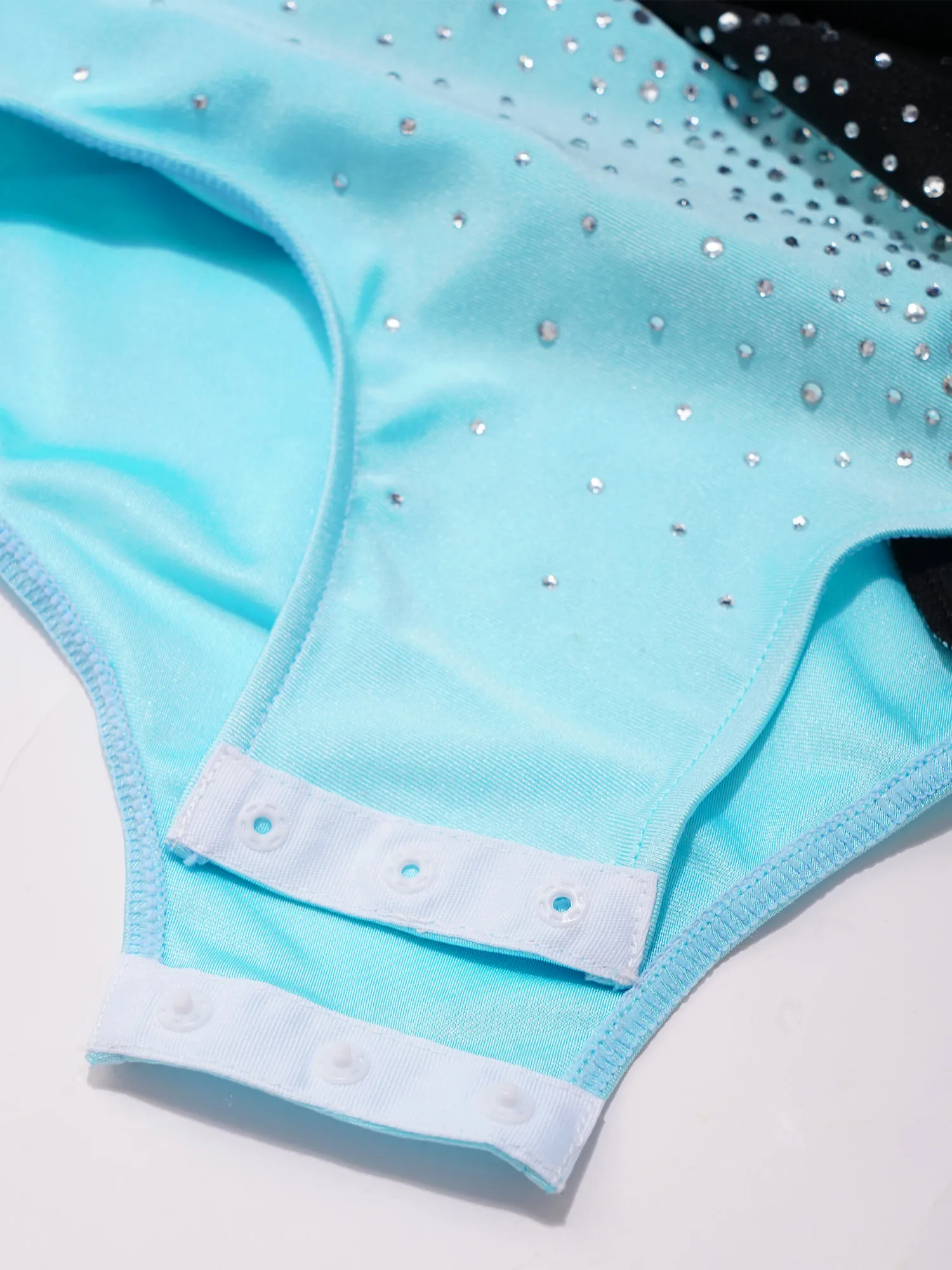 Leotardo de danza lírica para gimnasia con diamantes de imitación brillantes para niñas, mono de manga larga con cuello simulado para Ballet, Pilates, Yoga, práctica de baile