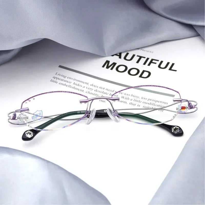 

Frameless Glasses Anti-Blue Light Glasses Frameless Diamond Cutting Women Diamond Rimmed Gem Optical Prescription Customization