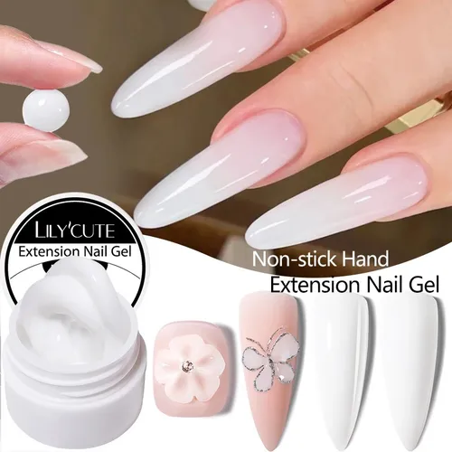 LILYCUTE 8ML blanco lechoso antiadherente extensión de manos Gel esmalte de uñas 3D formado/escultura/escultura UV/Gel LED remojo apagado rápido Buildin