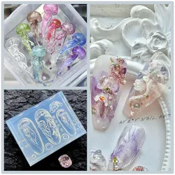 1pc Marine Jellyfish 3D Acrylic Nail Mold Nail Art Decorations Silicone Stamping Plates Nails Products Nail Accessories