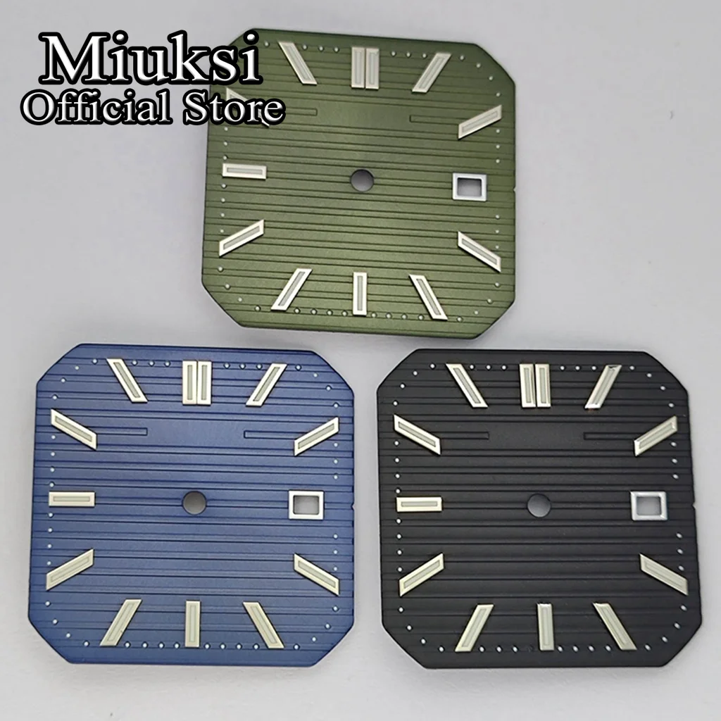 Miuksi 29 مللي متر NH35 أسود/أزرق/أخضر قرص ساعة مضيئة تناسب NH35 ميوتا 8215 8205 831a DG2813 3804 حركة أوتوماتيكية