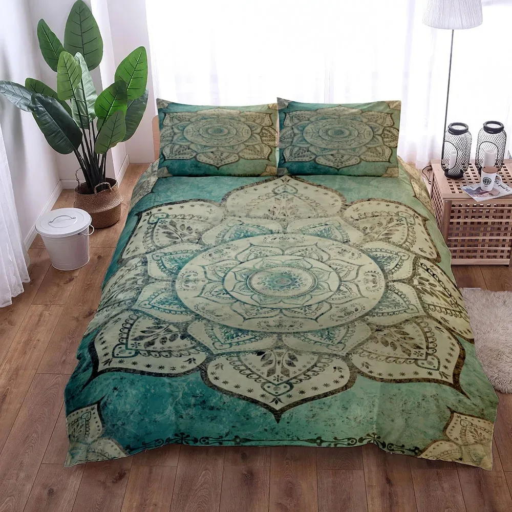 

Vintage Mandala Bedding Set Single Twin Full Queen King Size Polyester Bedroom Duvet Cover Aldult Kids Quilt Cover Set