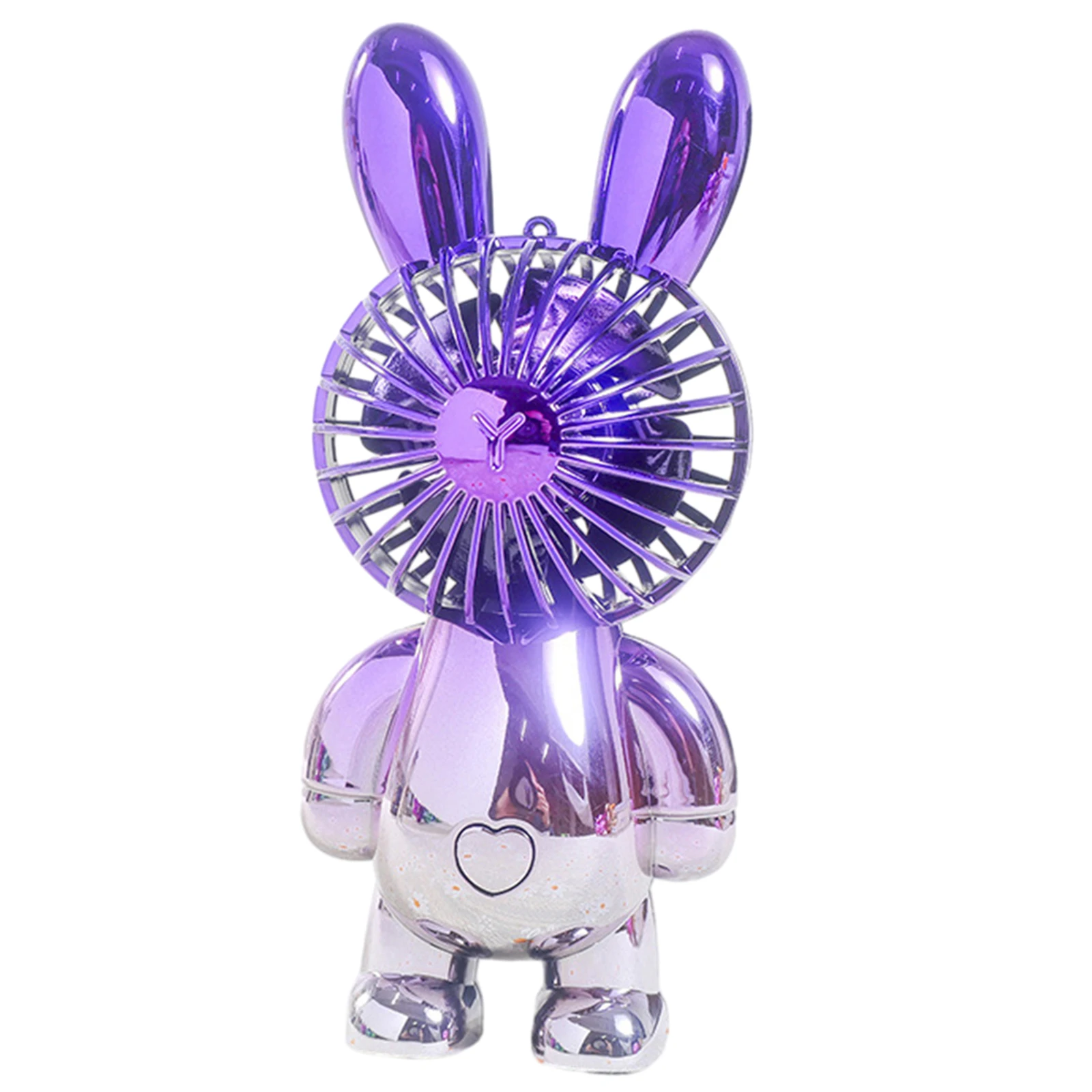 1 Set Fan Charging Cable Electroplating Handheld Fan Little Rabbit Gradient Color Purple Gradient High Quality