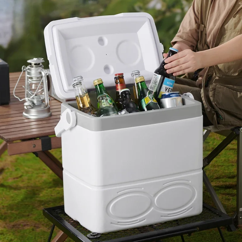 Camping Plastic Cooler Box, Cool Box, Food Storage, Insulated Ice Cooler with Lock, 29L