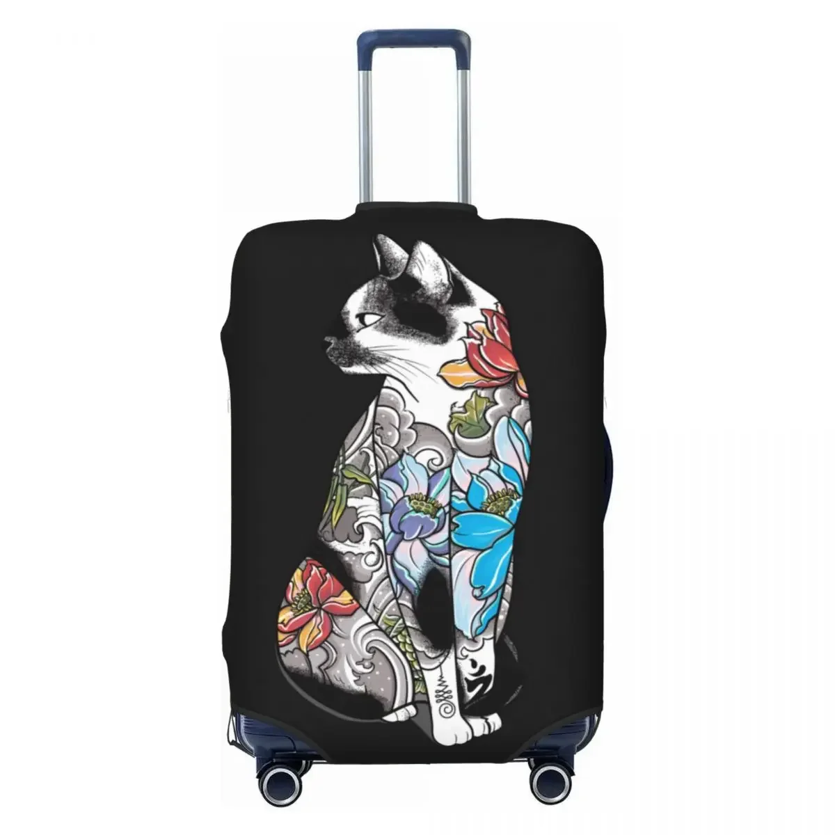 Cat In Tattoo Suitcase Cover Animal Floral Mandala Elastic Business Protection Luggage Accesories Vacation