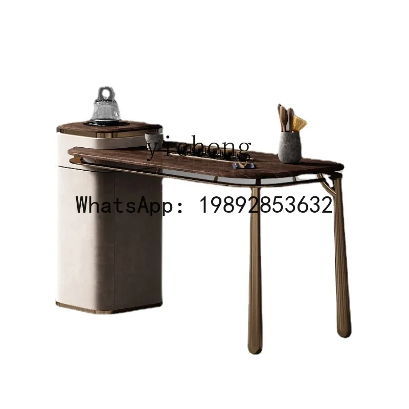 YFY Balcony Solid Wood Tea Table Living Room Home Study Black Walnut Chinese Style Tea Table Tea Cart