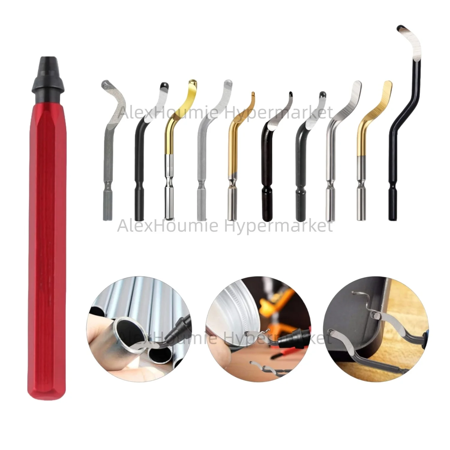 RB1000 Hand-Entgratungswerkzeug aus Metall, rot, mit 360-Grad-Drehmesser für den 3D-Druck, Holz, Metall, Kunststoff, Aluminium, Kupfer, Stahl