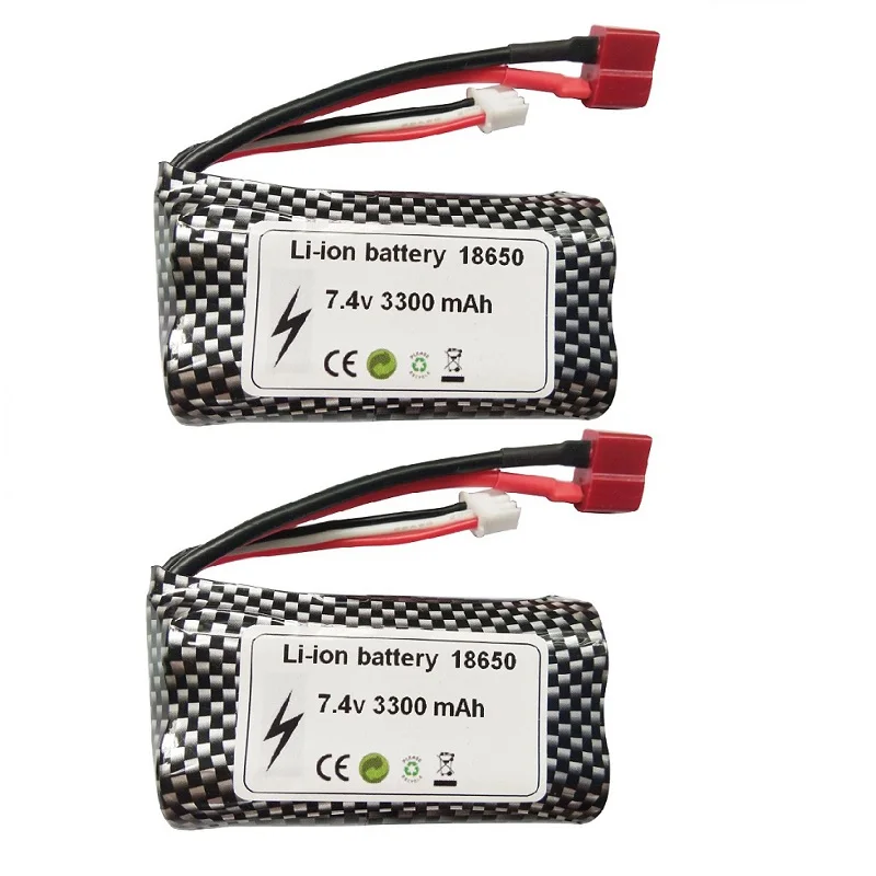 Q46 Wltoys 10428 /12428/12423/12402A/12427 R/C Car Spare Parts 2S 7.4V 3300MAH li-ion Battery 18650 T plug/USB charger