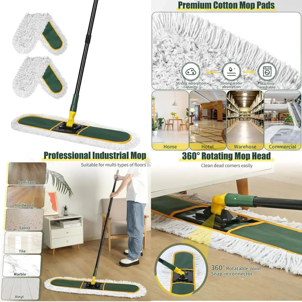 

Сверхмощная пылезащитная швабра 24 со сменными подушечками для промышленной уборки пола в офисах, гаражках и складах.