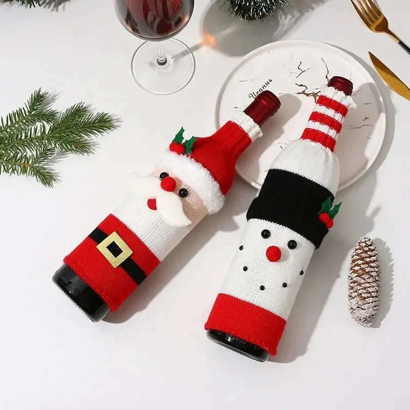 Christmas Wine Bottle Cover Christmas Decoration Santa Claus Snowman Weaving Wine Bottle Bag Merry Christmas Decoration