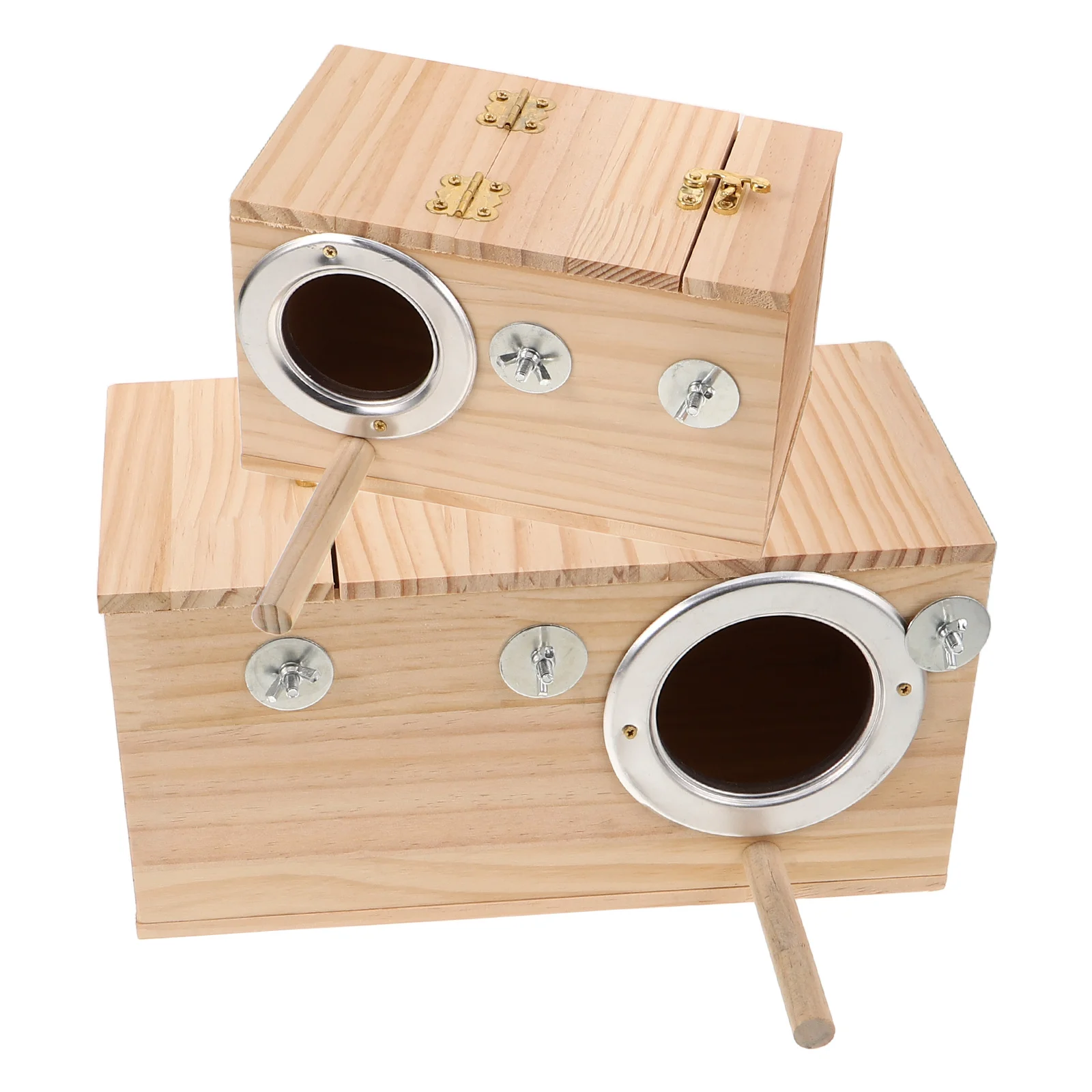 

2Pcs Bird Breeding Box Solid Wood Nesting House Hanging Design Ideal for Parakeets Cockatiels Lovebirds Budgie Hatch Nest