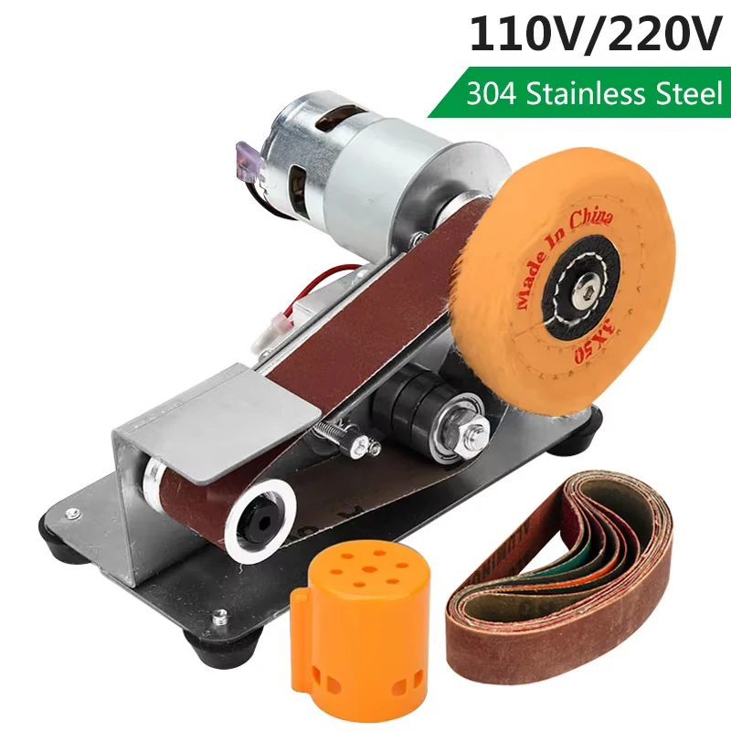 110 V/220 V Mini elektryczna szlifierka taśmowa DIY szlifierka do polerowania Cutter ostrza ostrzałka wielofunkcyjna szlifierka elektronarzędzie — zdjęcie 2