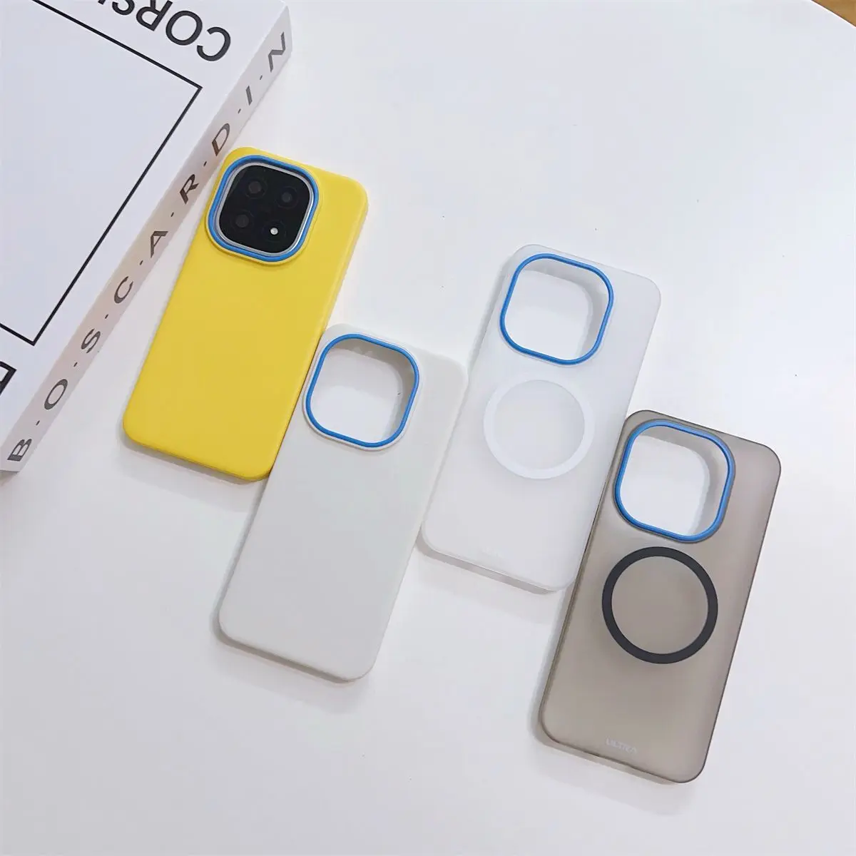 

For OnePlus 15 Case Magnetic Slim Matte Frosted Luxury Blue Accented Transparent Full Body Hard Shell For Wireless Charging