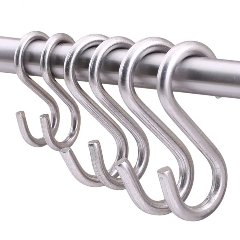 1-10pcs Stainless Steel S-Shape Hooks Multi-function Strong Load-bearing Hook Clothes For Kitchen Bathroom Hanger Hardware Tool