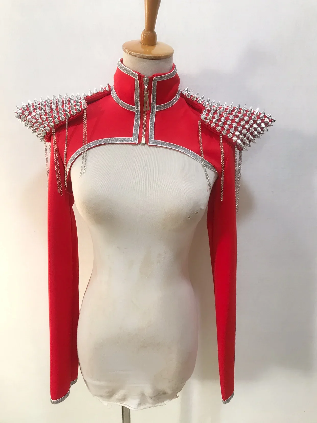 Rivet Shoulder Pads Tassel Armor Waistcoat Vest Party Bar Nightclub Jazz Dancer Singer Stage Dance Performance Accessories