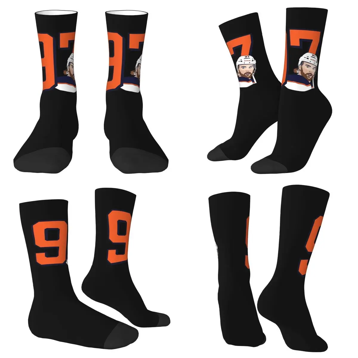 Connor McDavid 97 For Edmonton Oilers Fans Socks Harajuku High Quality Stockings All Season Long Socks  Christmas Gifts