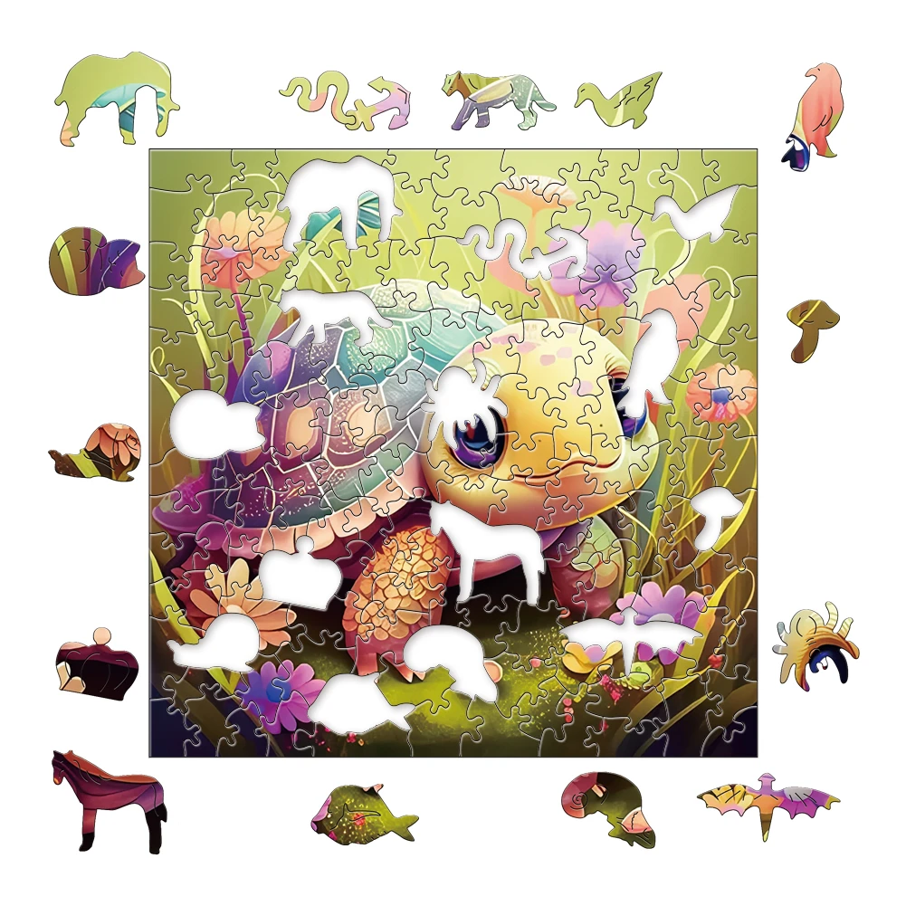 Irregular Shaped Particles In Adult And Child Wooden Puzzles Exercise Attention And Help Improve Thinking Ability Turtle Puzzles