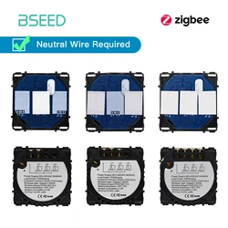 BSEED Smart Zigbee Touch Switch Wall Light Switch Function Key Support Tuya APP Google Home Alexa Voice Control Neutral Required