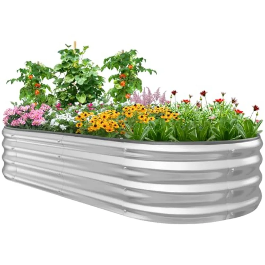 

Оцинкованная приподнятая грядка-клумба для сада, для выращивания овощей и цветов, 71x35x12 дюймов, светло-серебристая