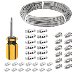 Kit de cuerda de alambre transparente para plantas trepadoras, Cable de acero inoxidable 304 recubierto de nailon de 2mm de diámetro, 50 metros