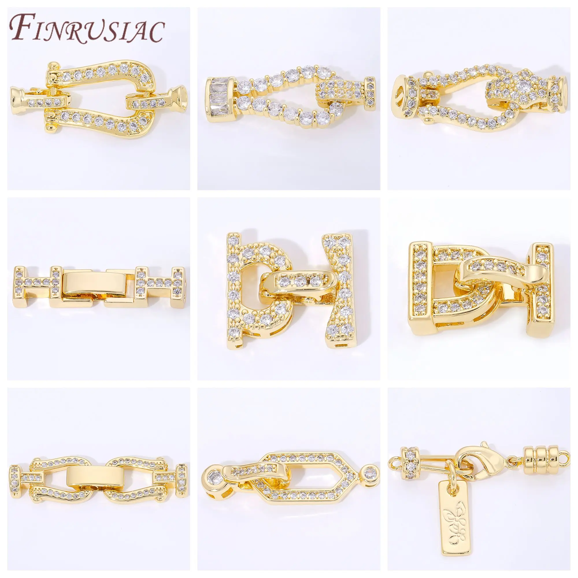 

1/2 шт. Застежки для ювелирных изделий с позолотой 18K, застежки для браслетов, латунные застежки с цирконами, соединители для ювелирных изделий.