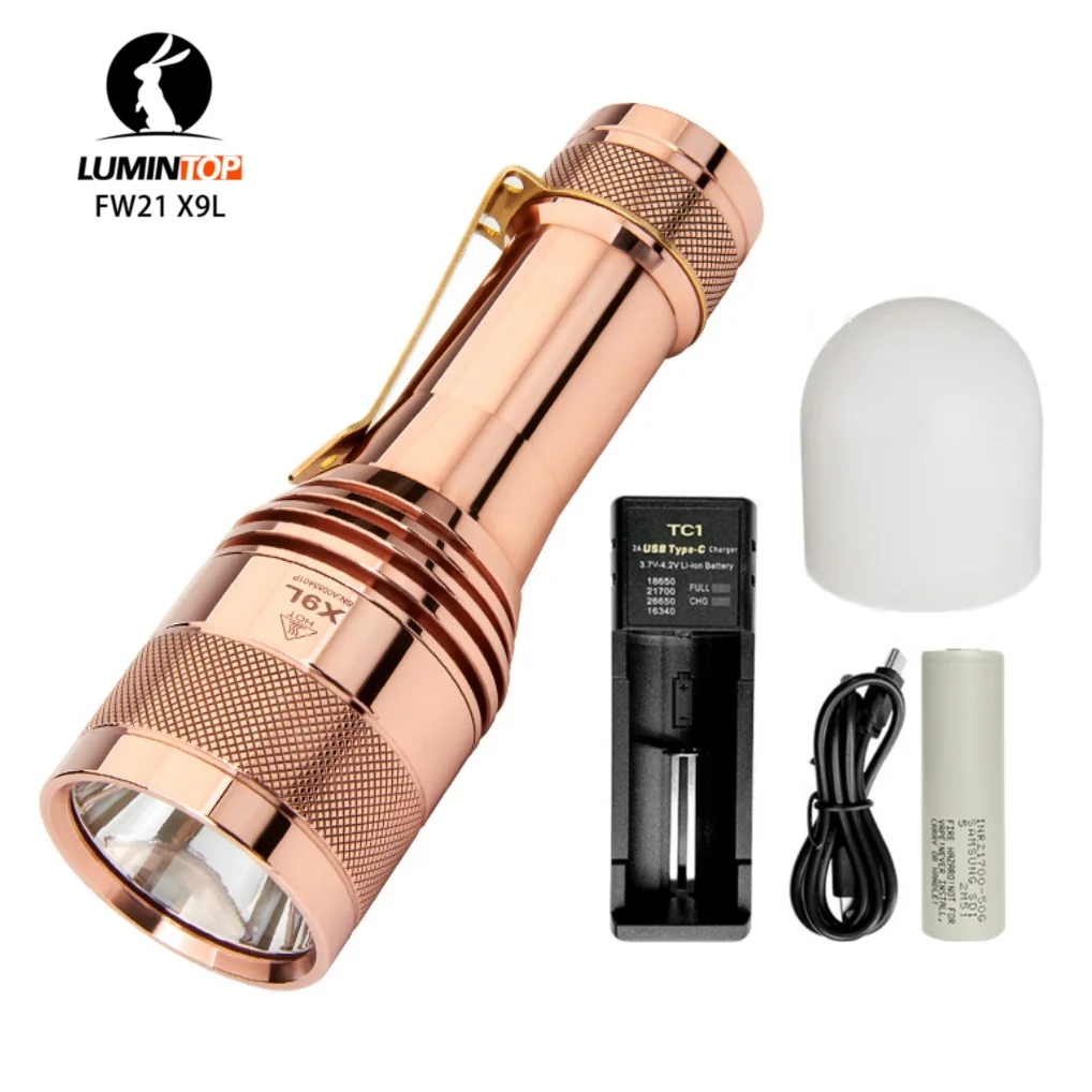 

Lumintop FW21 X9L Copper Tactical Flashlight SBT90.2 LED 810M 6500 Lumens Torch Lighter by 21700mah Battery for Self Defense