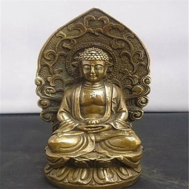 Chinese Folk Culture Handmade Old Bronze Bronze Statue sakyamuni Buddha