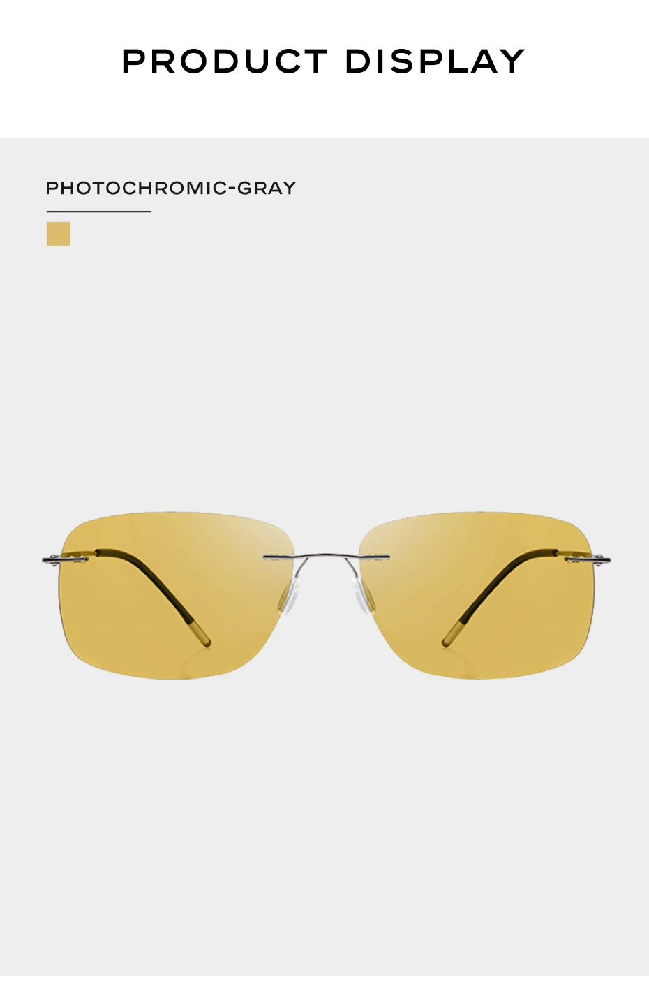 CAPONI Square Herren Sonnenbrille Nachtsicht photo chrome randlose Sonnenbrille hochwertige klassische Design UV400 Brille bsys7467 – Detail 11