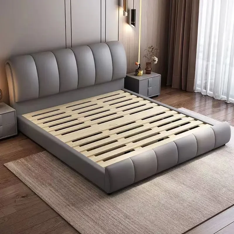 

Light luxury, leather bed, master bedroom 1.8 meters double bed, modern, simple 1.5 meters storage