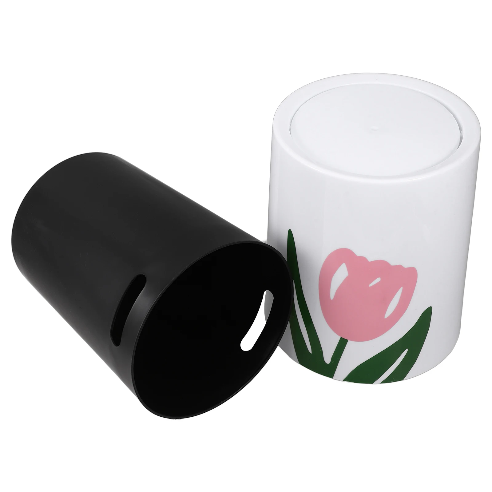 

1pc Tulip Design Trash Can For Dorm Trash Can Kitchen Bathroom Bedroom Dorm Garbage Bin Household Waste Container With Lid