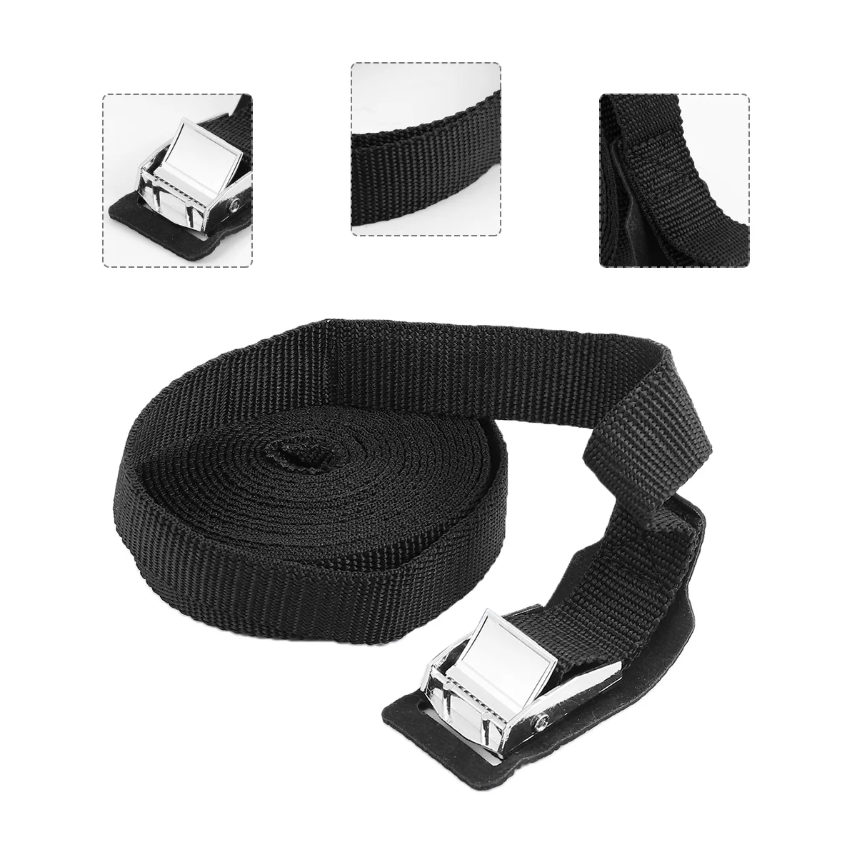 2 Pcs Heavy Climbing Flat Strap Binding Ribbon Kayak Device Cargo Black Luggage Binder