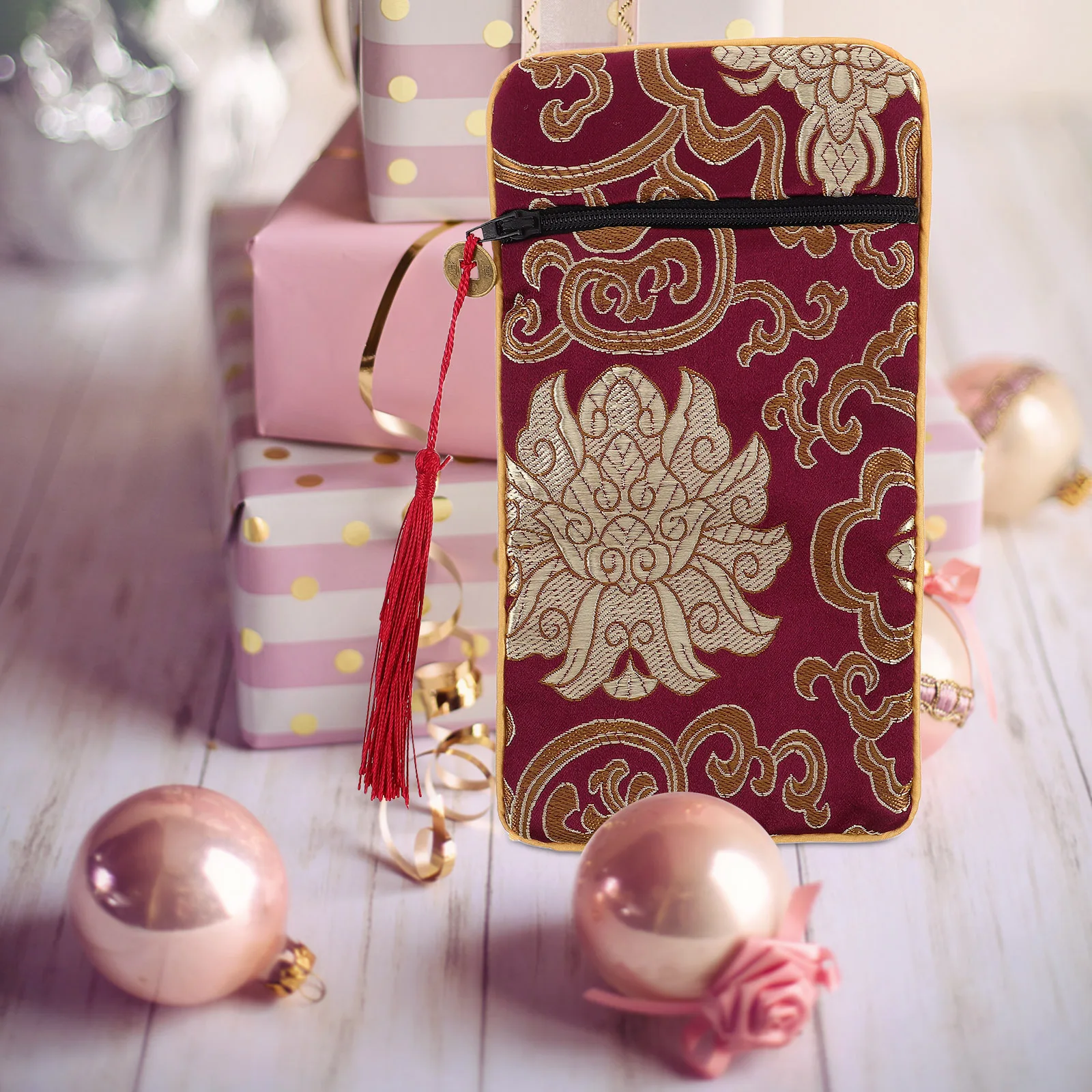 

Rectangle Scriptures Pouch Brocade Embroidered Cloth Bag for Buddhist Supplies Bible Quran Storage Small Jewelry Box Wrap