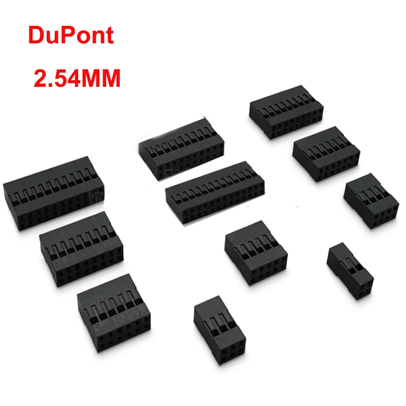 20PCS Dupont 2.54mm Plastic Shell 2*2/3/4/5/6/7/8/9/10/11/12/13/14/15/16/20P Double Row Plug Housing Dupont Header Connector