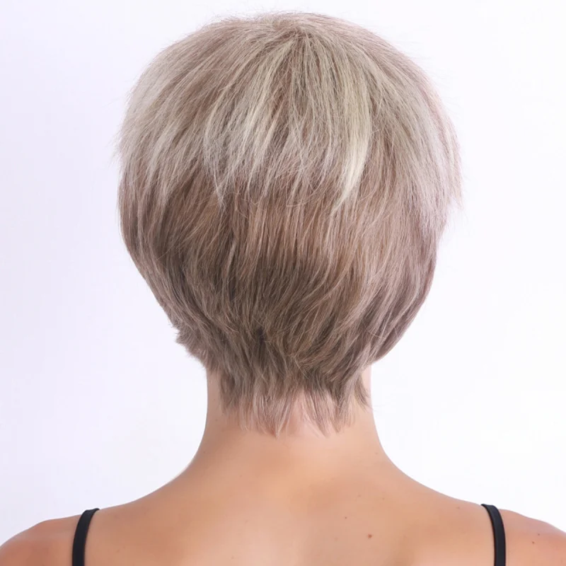Short for women, naturally fluffy full headpiece, age-reducing bob wig, unisex, cool and stylish, Korean-style men's hairsty