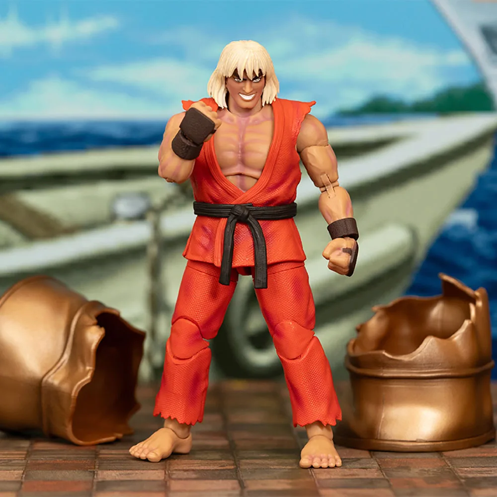 Original Jada Toys Street Fighter II 6-inch Action Figure SDCC Violent Ken Game Peripheral Toys Complete Accessories Boys Gifts