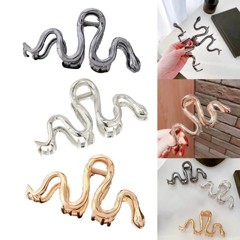 Y2k Style Metallic Feeling Snake Shape Hair Clip Summer Ponytail Woman Hair Claw Female Nonslip Hair Clip Elegant Hair Claw