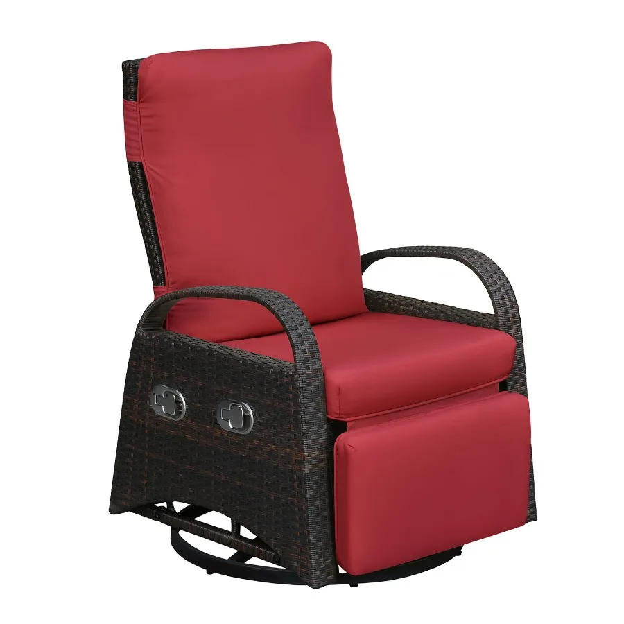 

Adjustable Outdoor 360 Swivel Rattan Recliner Chair with Cushion for Patio Porch Yard and Garden