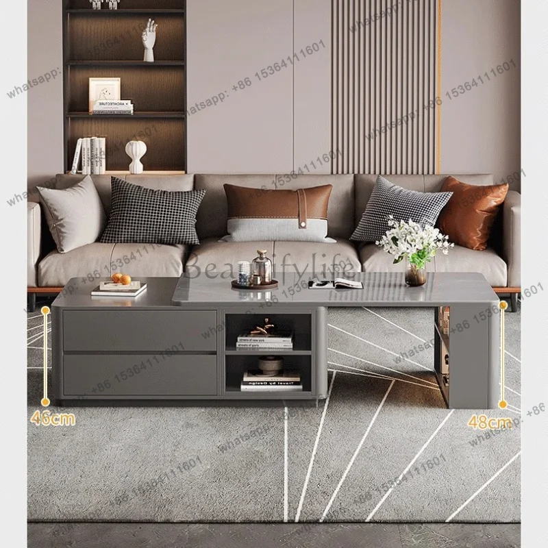 LSGold Unique Coffee Table Adjustable Rustic Unique Design Coffee Table Minimalist Modern Couch Tisch Furniture Living Room