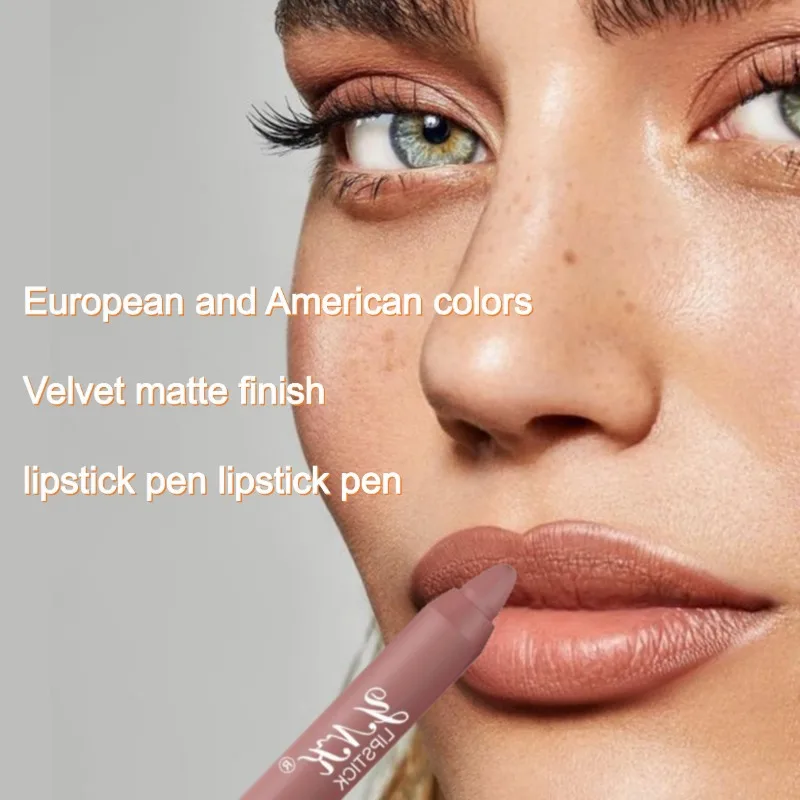 Nude Series Velvet Matte Lipstick Pen Waterproof Long-lasting Red Lipstick Pen Non-stick Cup Makeup Lip Gloss Pen Cosmetics