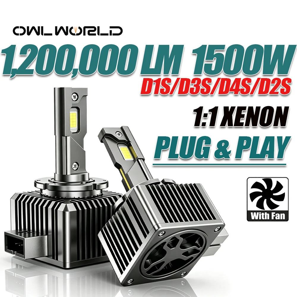 D1S D3S 1:1 Xenon LED Headlight Bulb D2S D4S 9054 CSP CANBUS Turbo Fan Car Lights 1200000LM 6000K Plug&Play Auto Light Fog Light