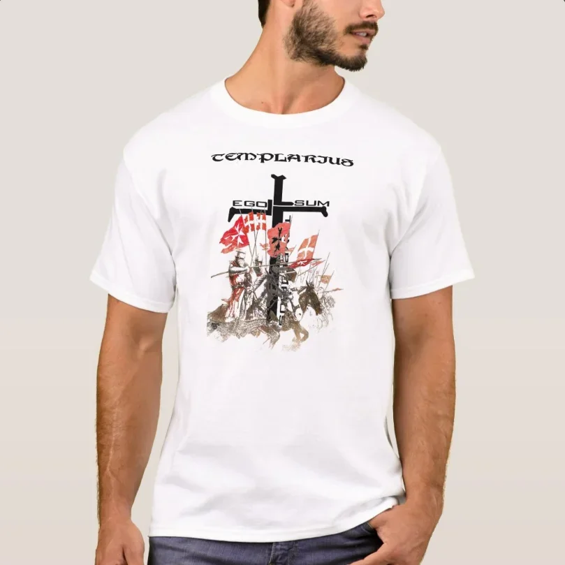 

Ego Sum Templarius (I Am A Templar) Crusaders Knights Templar T-Shirt 100% Cotton O-Neck Summer Short Sleeve Casual Mens T-shirt