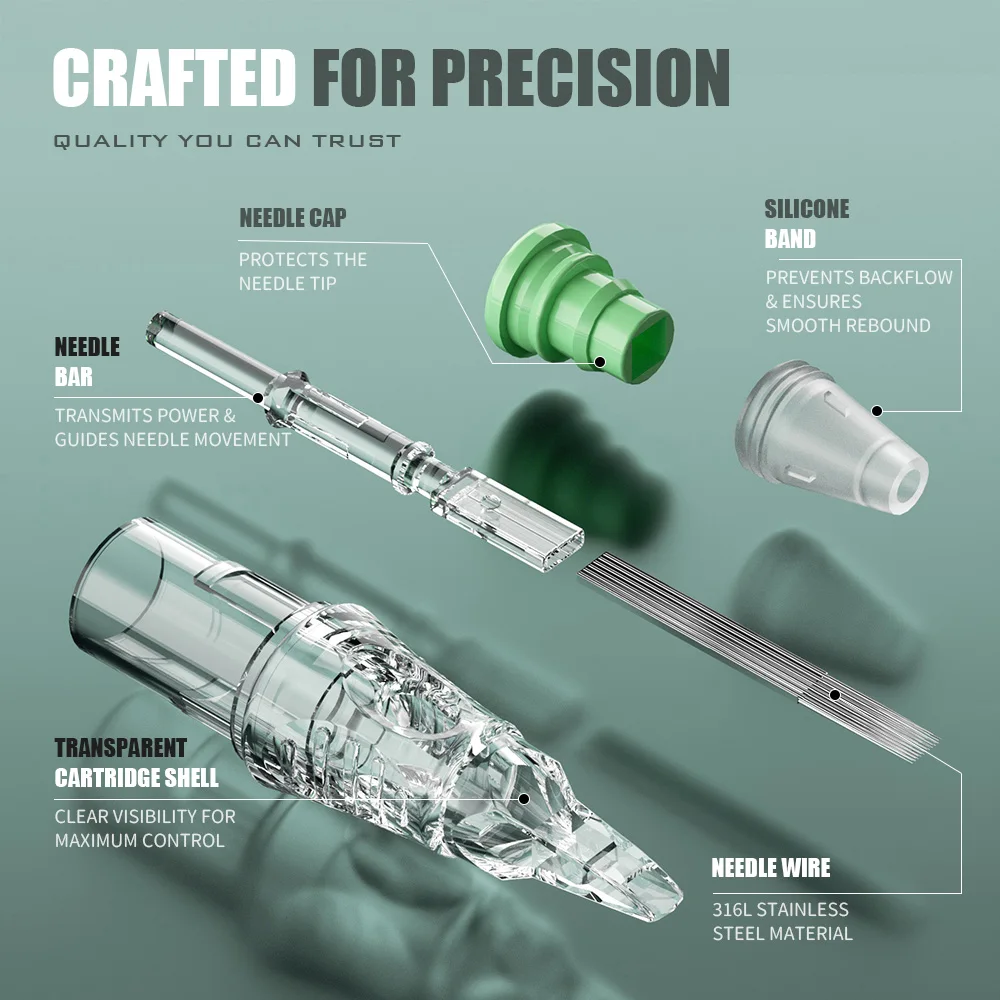 BIGWASP 50Pcs Mixed Tattoo Needles Assorted RL RS M1 Disposable Sterilized Cartridge Needles for Tattoo Kit & Body Art
